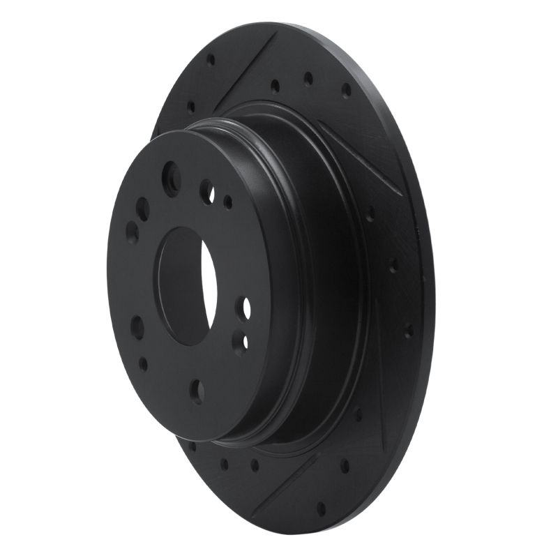 Acura CL Brake Rotor (1) - Rear Left - R1 Concepts - Drilled & Slotted - Black - `01-`03